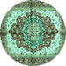 Round Persian Turquoise Traditional Rug, abs3179turq