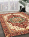 Abstract Yellow Persian Rug in Family Room, abs3179