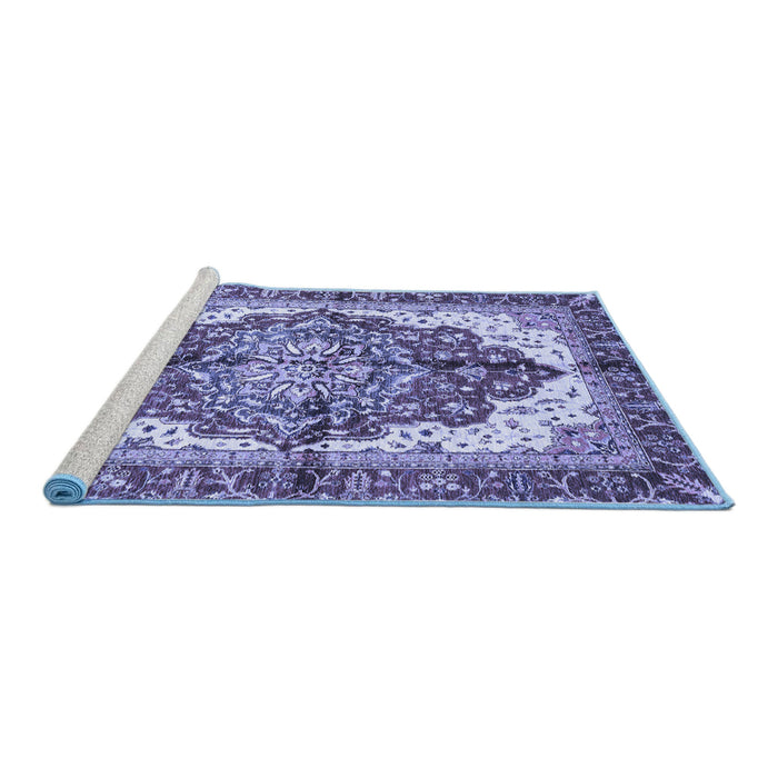 Sideview of Machine Washable Persian Blue Traditional Rug, wshabs3179blu