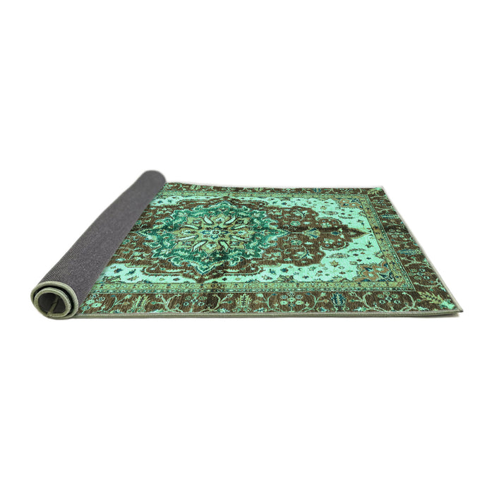 Sideview of Persian Turquoise Traditional Rug, abs3179turq