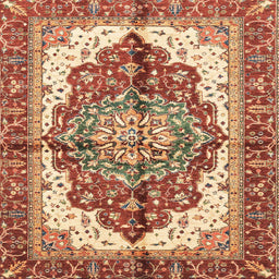 Square Machine Washable Abstract Yellow Rug, wshabs3179