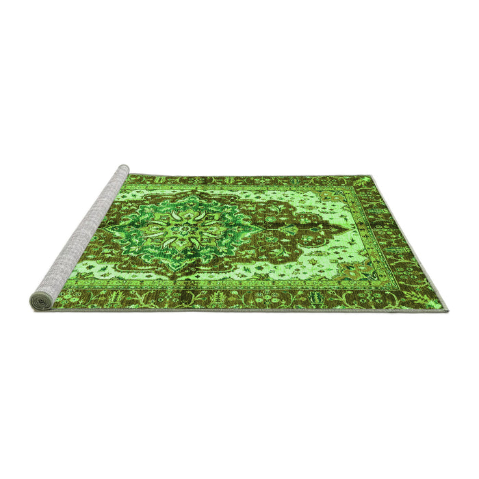 Sideview of Machine Washable Persian Green Traditional Area Rugs, wshabs3179grn