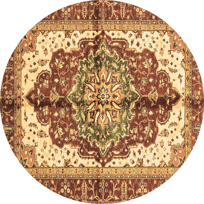 Round Machine Washable Persian Brown Traditional Rug, wshabs3179brn