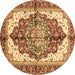 Round Machine Washable Persian Brown Traditional Rug, wshabs3179brn