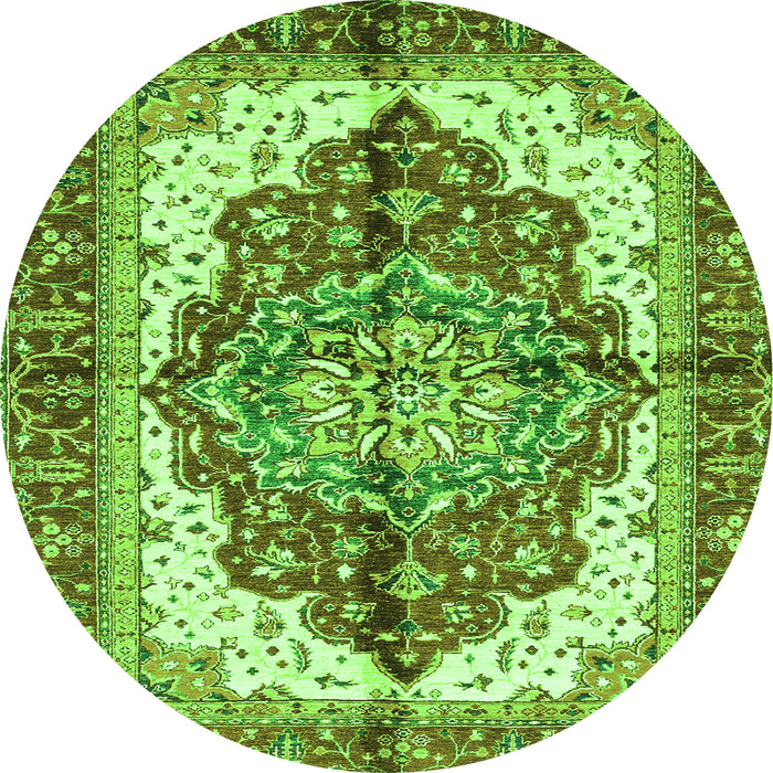 Round Machine Washable Persian Green Traditional Area Rugs, wshabs3179grn