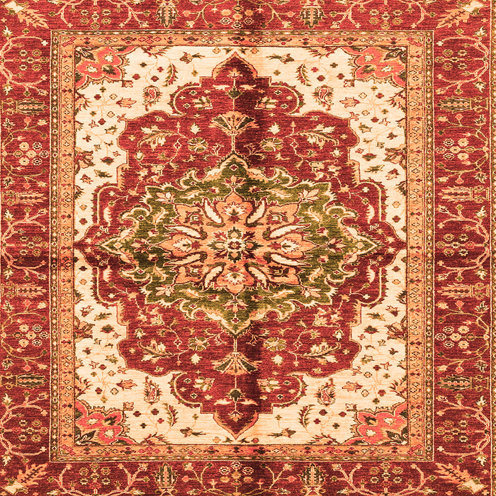 Square Machine Washable Persian Orange Traditional Area Rugs, wshabs3179org