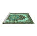 Sideview of Machine Washable Persian Turquoise Traditional Area Rugs, wshabs3179turq