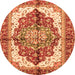 Round Machine Washable Persian Orange Traditional Area Rugs, wshabs3179org