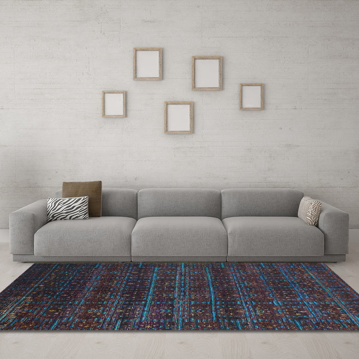 Machine Washable Abstract Light Blue Modern Rug in a Living Room, wshabs317lblu