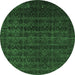 Round Abstract Emerald Green Modern Rug, abs317emgrn