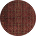 Round Machine Washable Abstract Brown Modern Rug, wshabs317brn