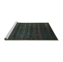 Sideview of Machine Washable Abstract Turquoise Modern Area Rugs, wshabs317turq