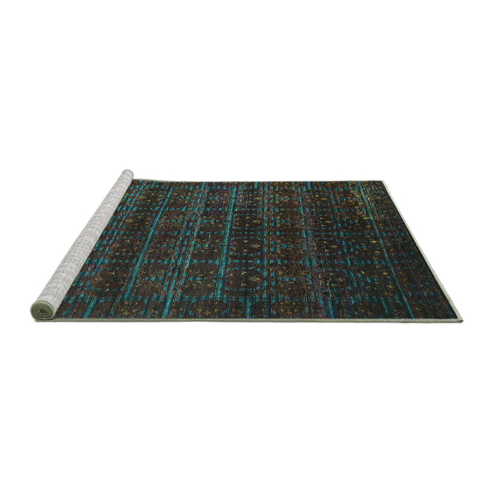 Sideview of Machine Washable Abstract Turquoise Modern Area Rugs, wshabs317turq