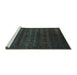 Sideview of Machine Washable Abstract Turquoise Modern Area Rugs, wshabs317turq