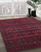 Abstract Cranberry Red Modern Rug in Family Room, abs317