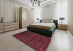 Abstract Cranberry Red Modern Rug in a Bedroom, abs317