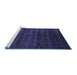 Sideview of Machine Washable Abstract Blue Modern Rug, wshabs317blu