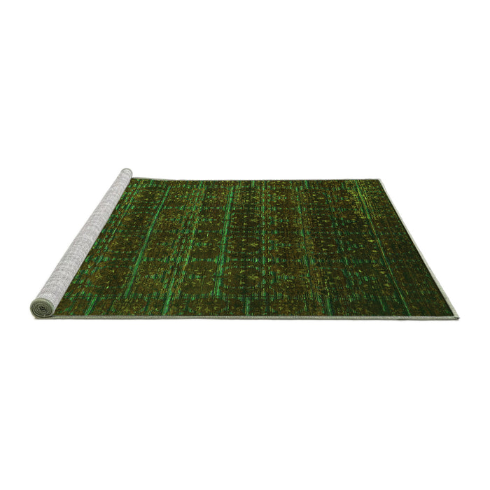 Sideview of Machine Washable Abstract Green Modern Area Rugs, wshabs317grn