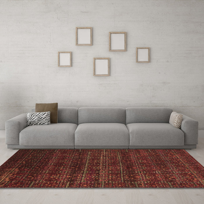 Machine Washable Abstract Brown Modern Rug in a Living Room,, wshabs317brn