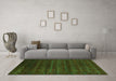 Machine Washable Abstract Green Modern Area Rugs in a Living Room,, wshabs317grn