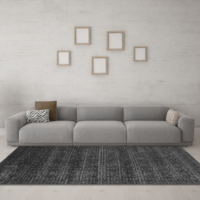 Machine Washable Abstract Gray Modern Rug in a Living Room,, wshabs317gry