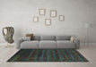 Machine Washable Abstract Turquoise Modern Area Rugs in a Living Room,, wshabs317turq