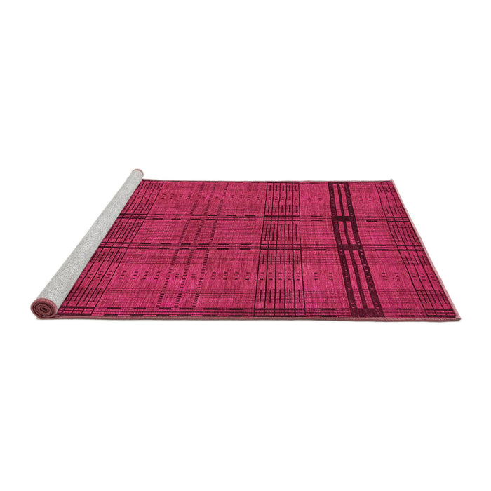 Sideview of Machine Washable Abstract Raspberry Red Rug, wshabs318