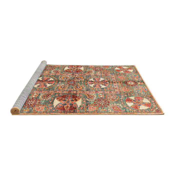Sideview of Machine Washable Abstract Chestnut Red Rug, wshabs3180