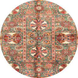 Round Machine Washable Abstract Chestnut Red Rug, wshabs3180