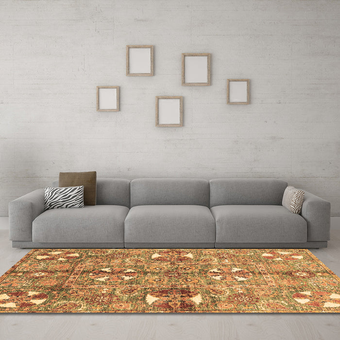 Machine Washable Abstract Brown Modern Rug in a Living Room,, wshabs3180brn