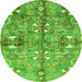 Round Abstract Green Modern Rug, abs3180grn