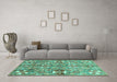 Machine Washable Abstract Turquoise Modern Area Rugs in a Living Room,, wshabs3180turq