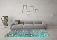 Machine Washable Abstract Light Blue Modern Rug, wshabs3180lblu