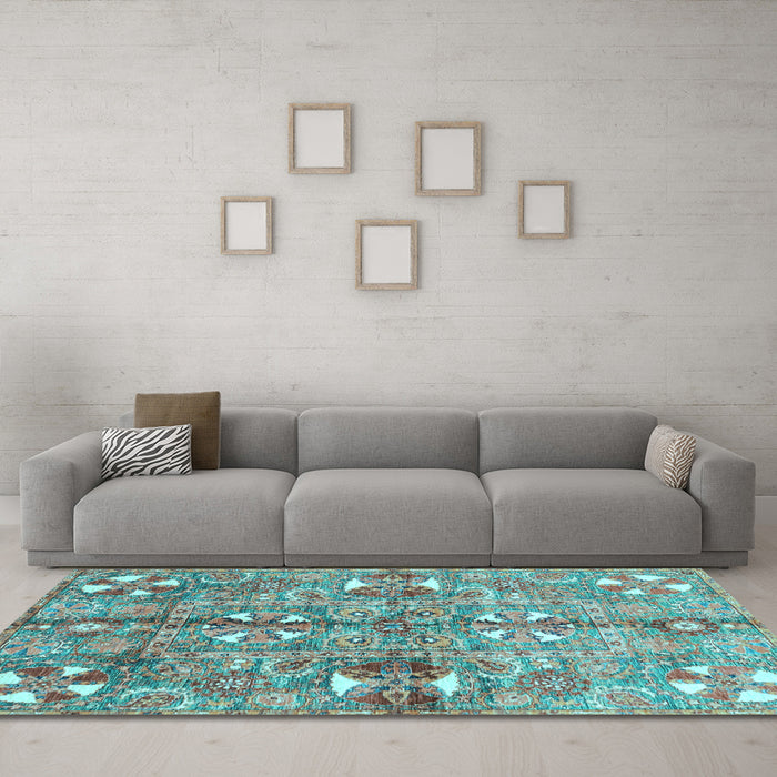 Machine Washable Abstract Light Blue Modern Rug in a Living Room, wshabs3180lblu