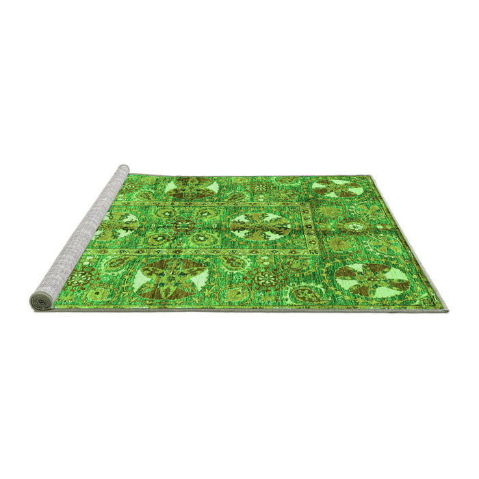 Sideview of Machine Washable Abstract Green Modern Area Rugs, wshabs3180grn