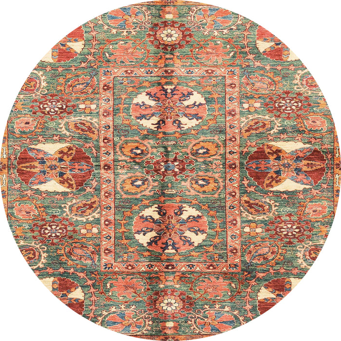 Round Abstract Chestnut Red Modern Rug, abs3180