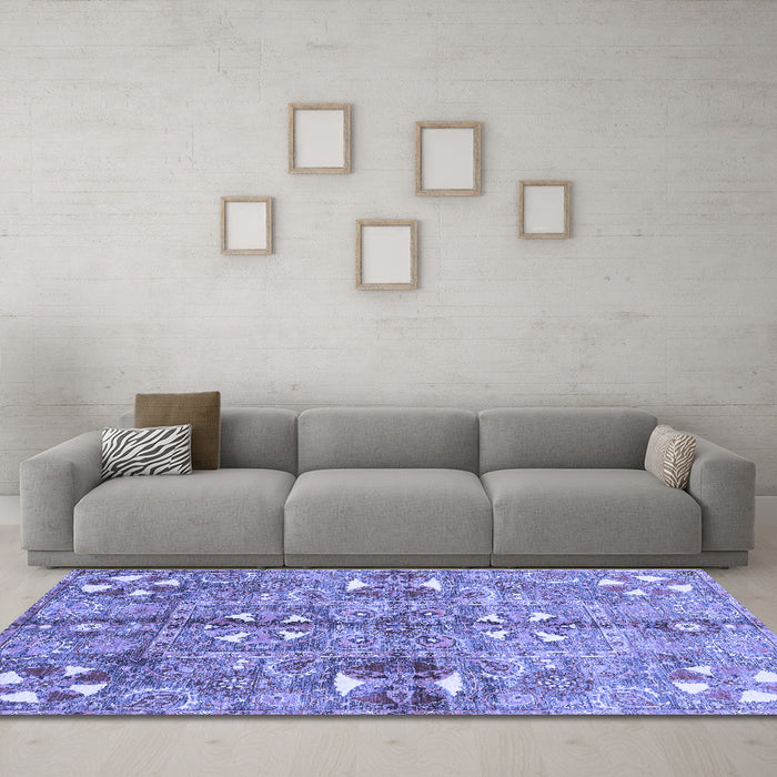 Machine Washable Abstract Blue Modern Rug in a Living Room, wshabs3180blu