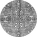 Round Machine Washable Abstract Gray Modern Rug, wshabs3180gry