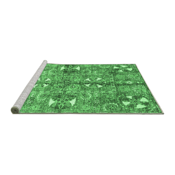 Sideview of Machine Washable Abstract Emerald Green Modern Area Rugs, wshabs3180emgrn