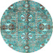 Round Abstract Light Blue Modern Rug, abs3180lblu