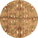 Round Abstract Brown Modern Rug, abs3180brn