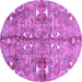 Round Machine Washable Abstract Purple Modern Area Rugs, wshabs3180pur