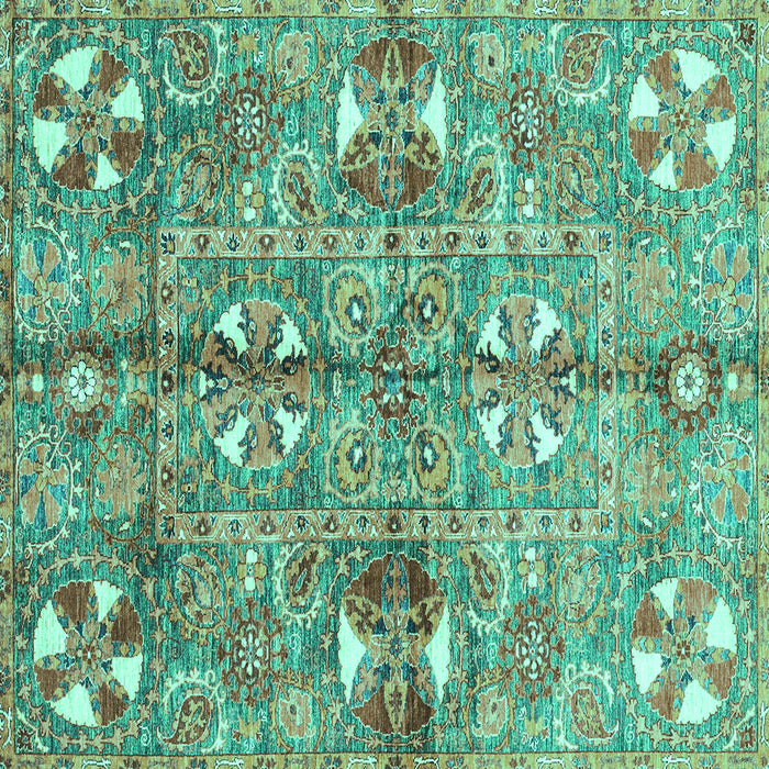 Square Machine Washable Abstract Turquoise Modern Area Rugs, wshabs3180turq