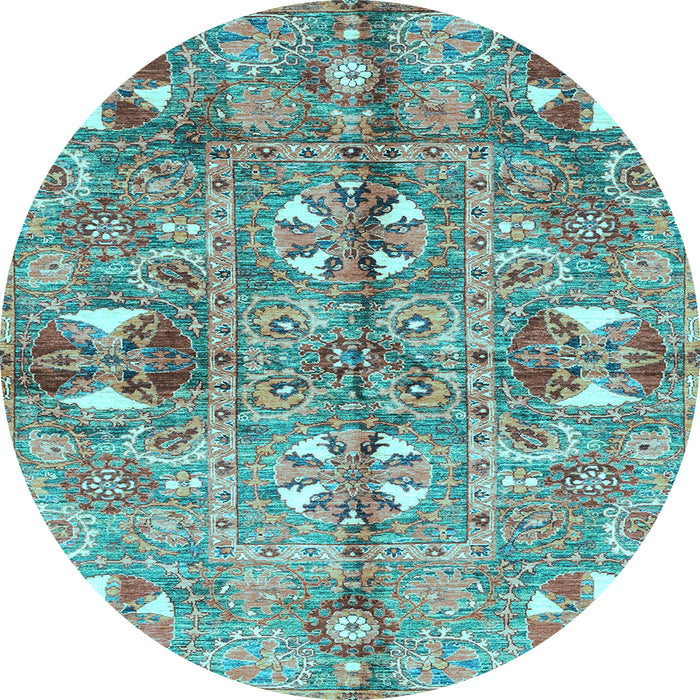 Round Machine Washable Abstract Light Blue Modern Rug, wshabs3180lblu