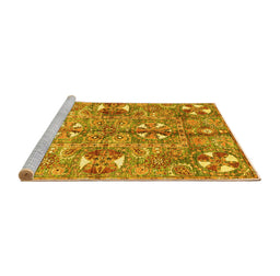 Sideview of Machine Washable Abstract Yellow Modern Rug, wshabs3180yw