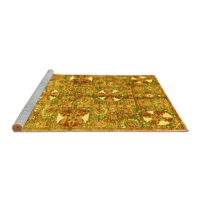 Sideview of Machine Washable Abstract Yellow Modern Rug, wshabs3180yw