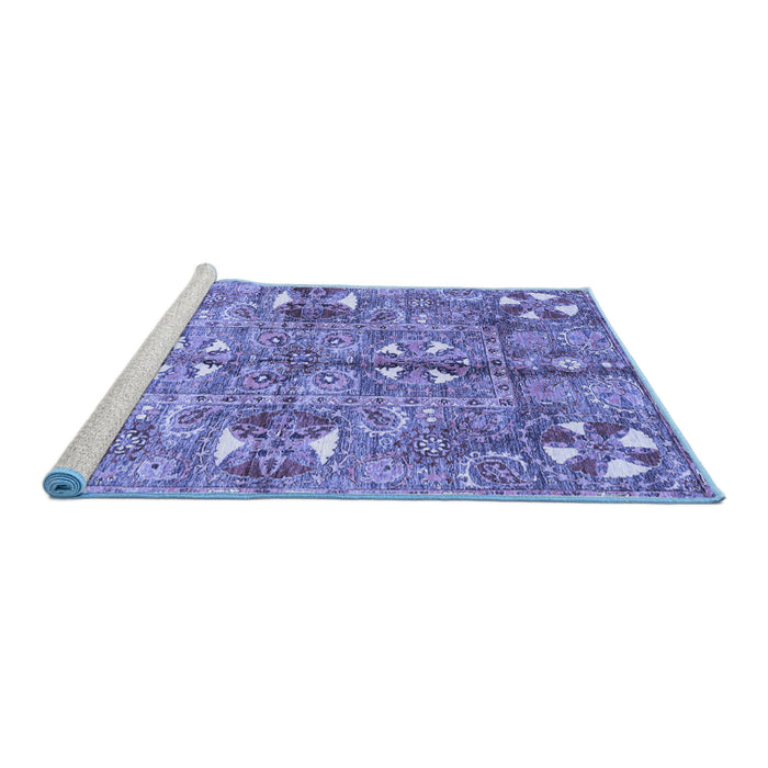 Sideview of Machine Washable Abstract Blue Modern Rug, wshabs3180blu