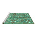 Sideview of Machine Washable Abstract Turquoise Modern Area Rugs, wshabs3180turq