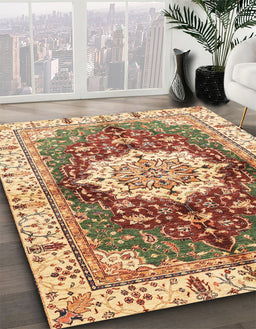 Machine Washable Abstract Yellow Rug in a Family Room, wshabs3181