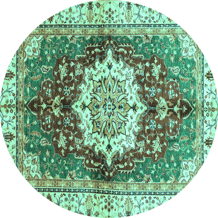 Round Abstract Turquoise Modern Rug, abs3181turq